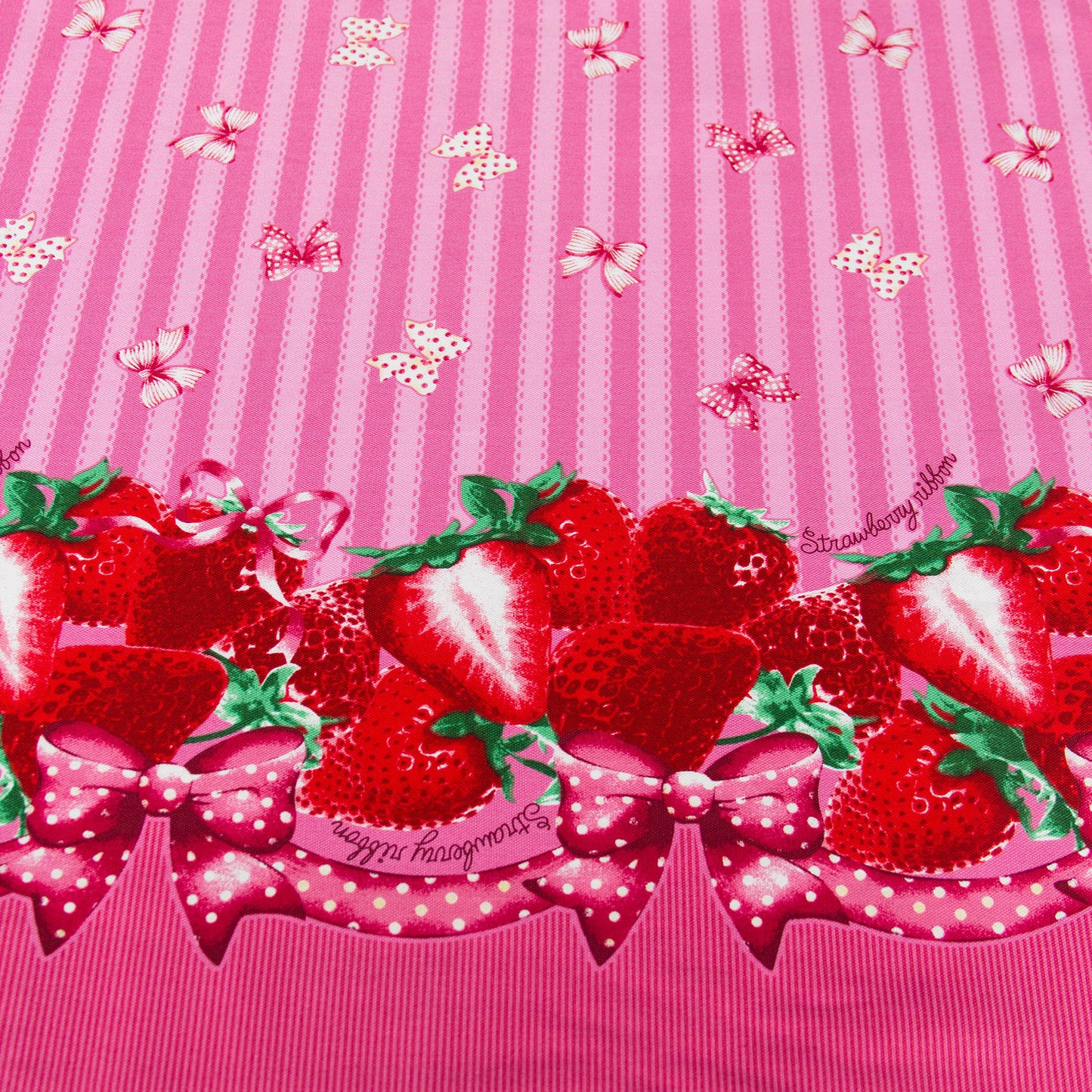 Oxford Cotton Fabric Strawberry Stripe Pink by the Yard