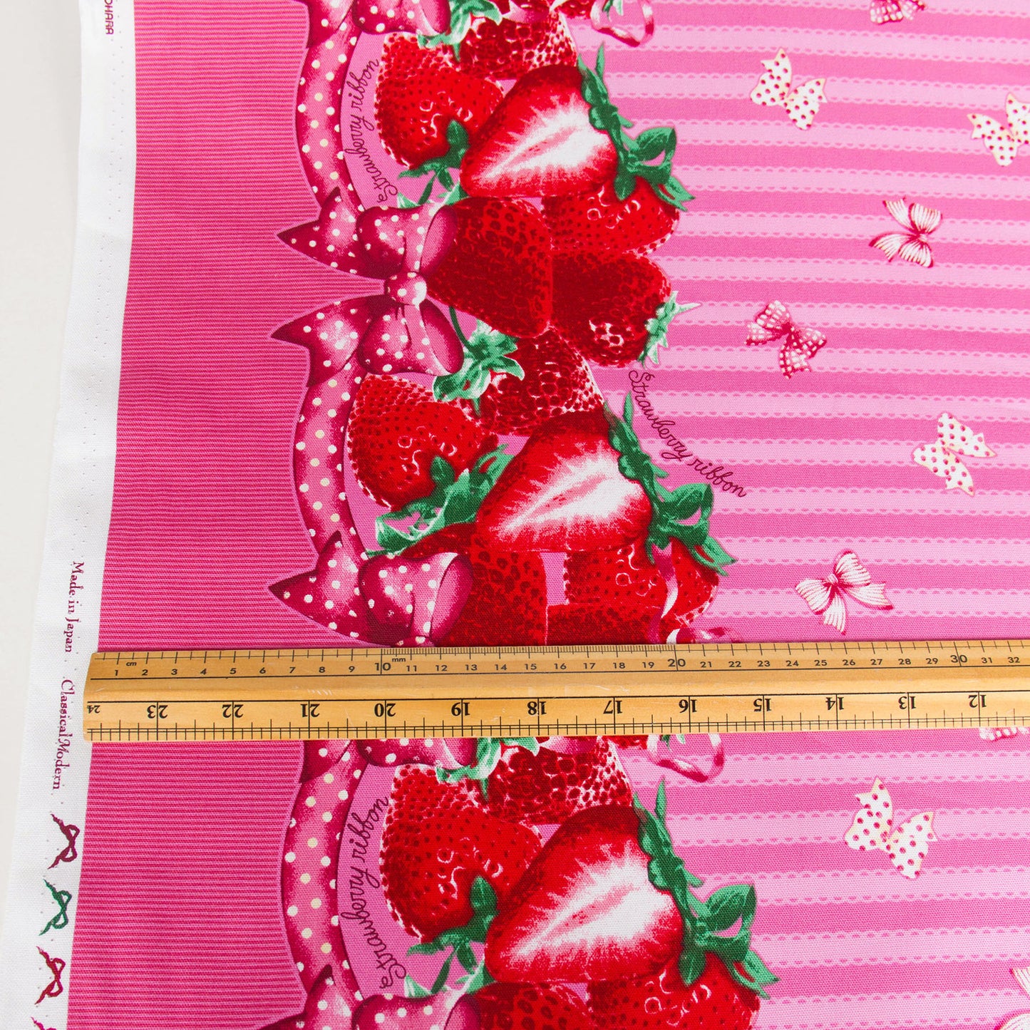 Oxford Cotton Fabric Strawberry Stripe Pink by the Yard