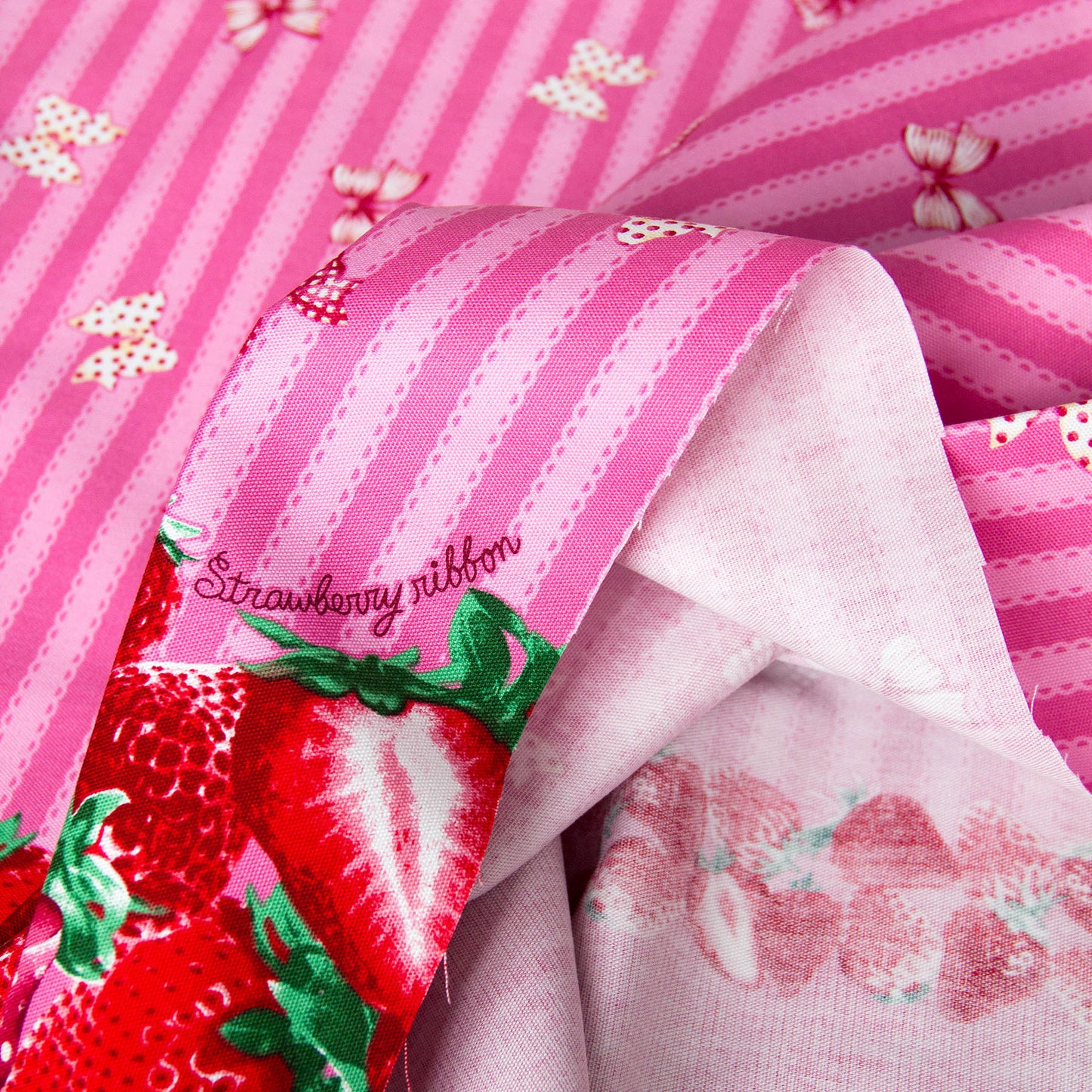 Oxford Cotton Fabric Strawberry Stripe Pink by the Yard