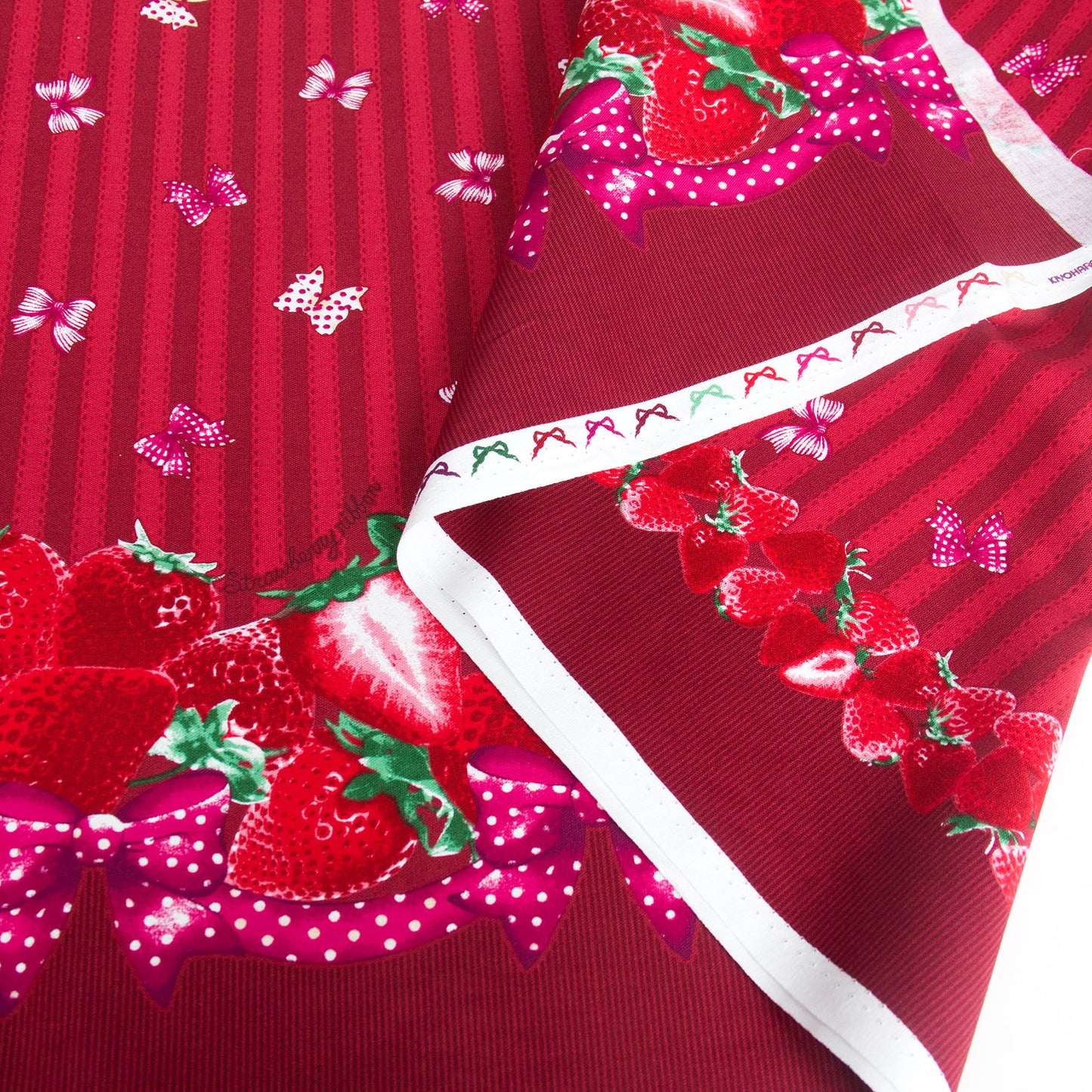 Oxford Cotton Fabric Strawberry Stripe Red by the Yard