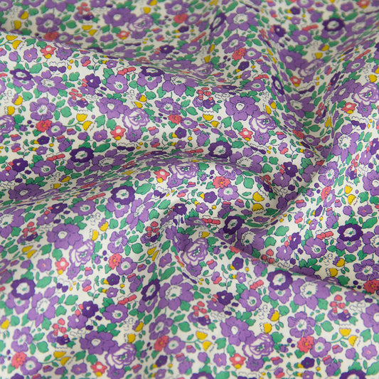 Tissu léger en coton lawn, motif Kokka Flower, noir, vendu au mètre