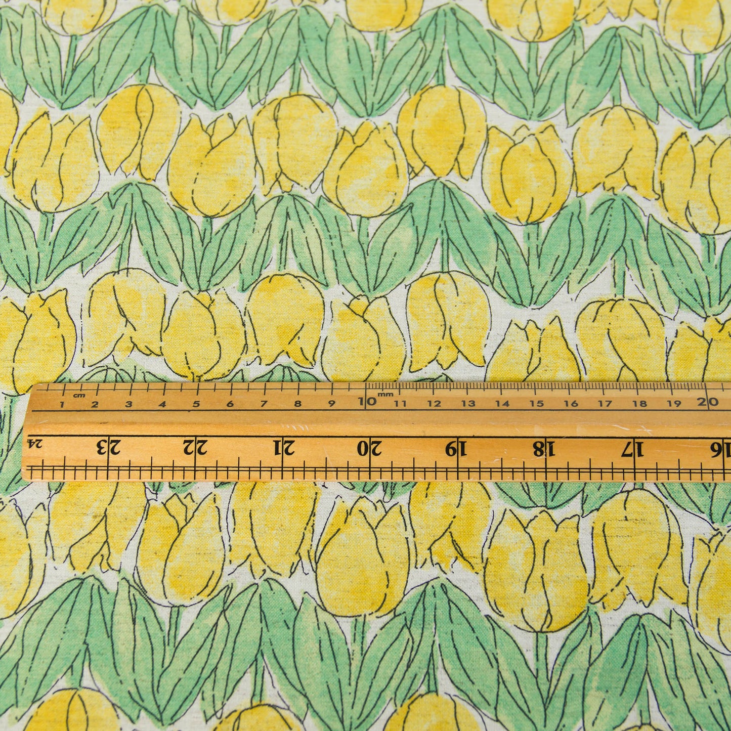 Lightweight Cotton Linen Fabric Tulip Print Yellow by the Yard