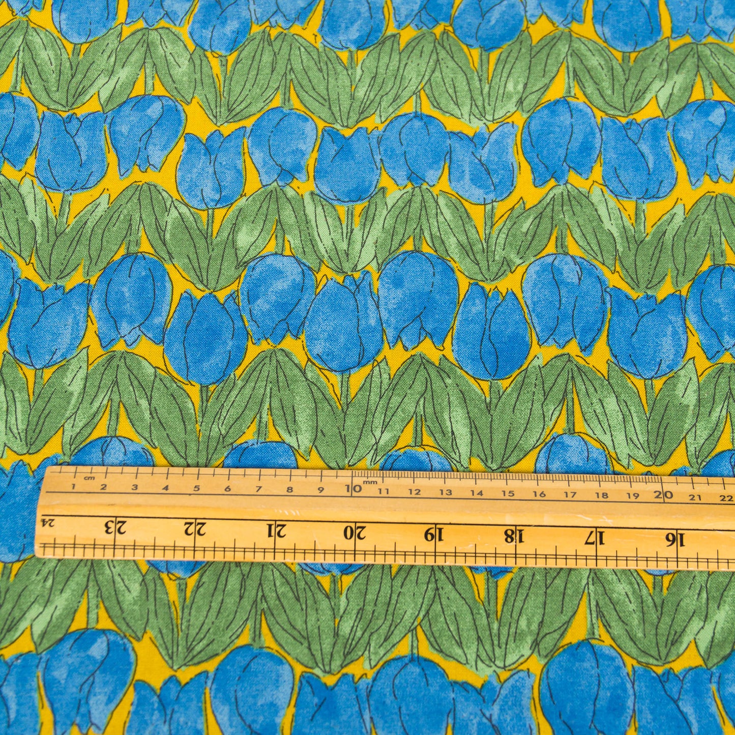Lightweight Cotton Linen Fabric Tulip Print Blue by the Yard