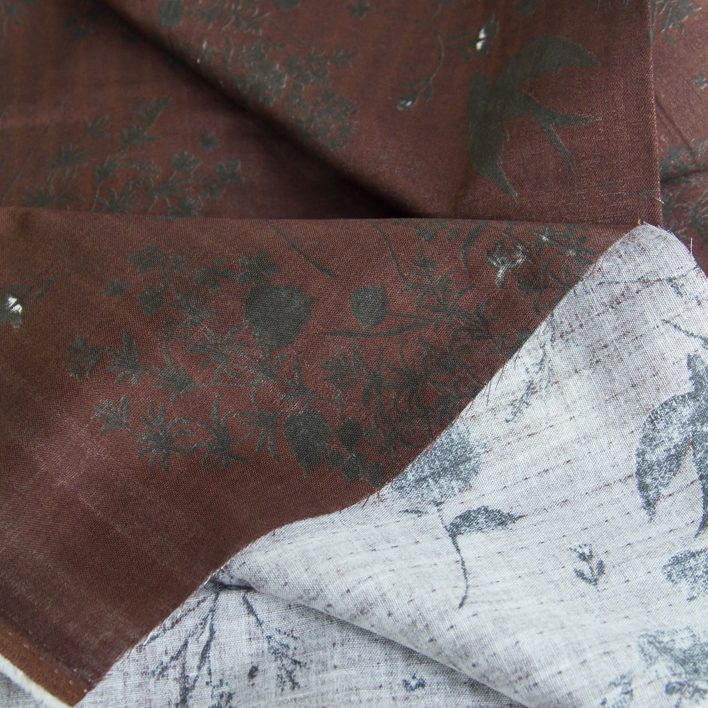 Nani Iro Double Gauze Cotton Fabric Jardin Dark Brown by the Yard
