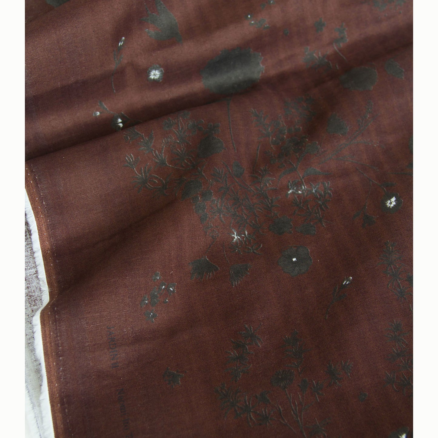 Nani Iro Double Gauze Cotton Fabric Jardin Dark Brown by the Yard