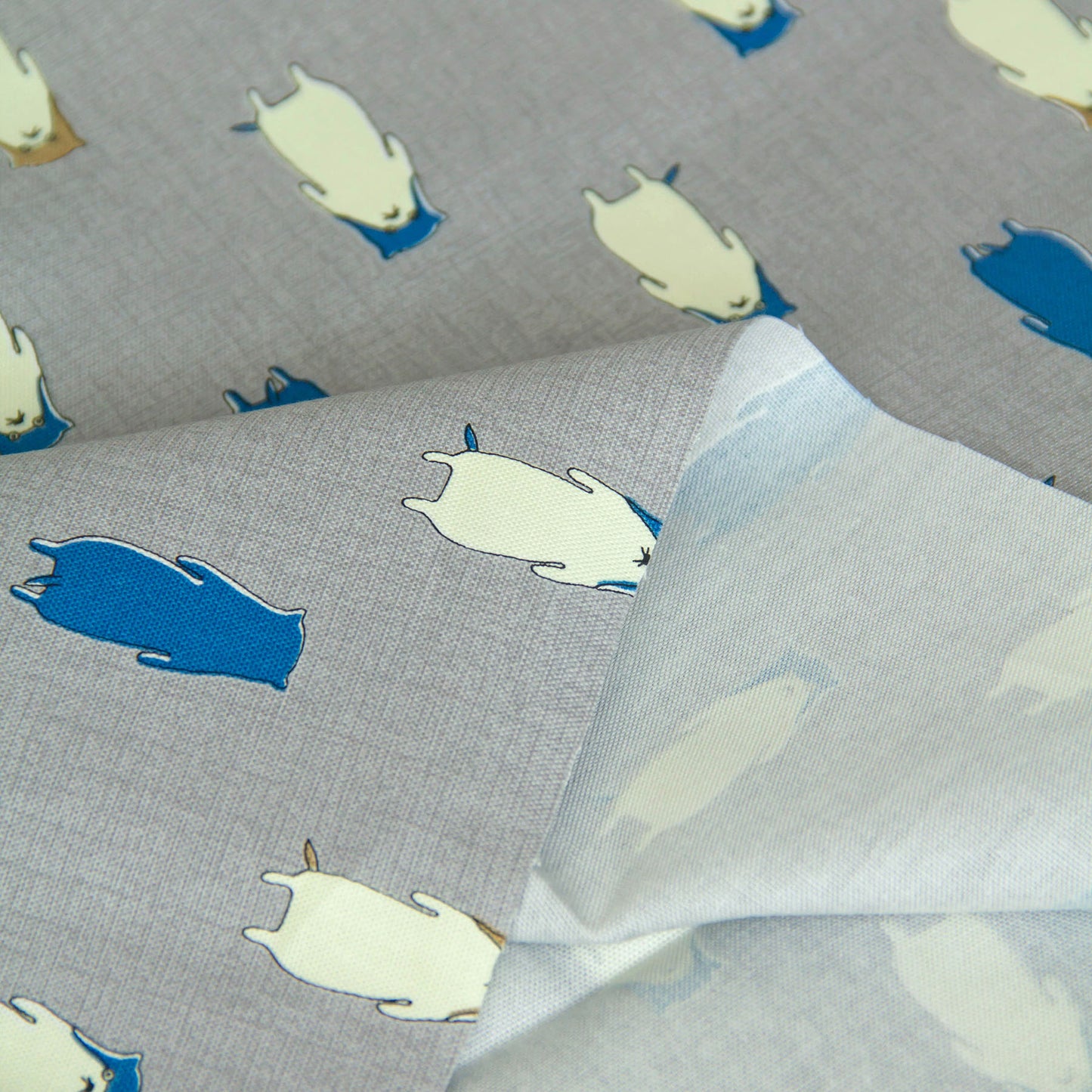 Cute Otter Print Oxford Cotton Fabric Gray by the Yard