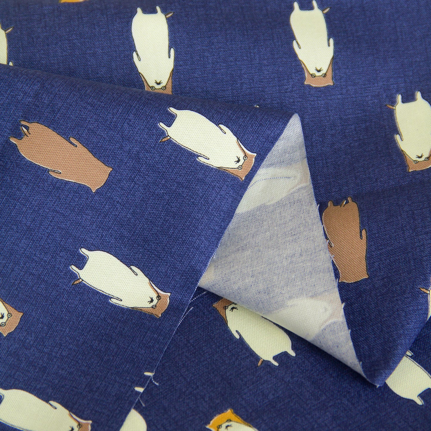 Cute Otter Print Oxford Cotton Fabric Dark Blue by the Yard