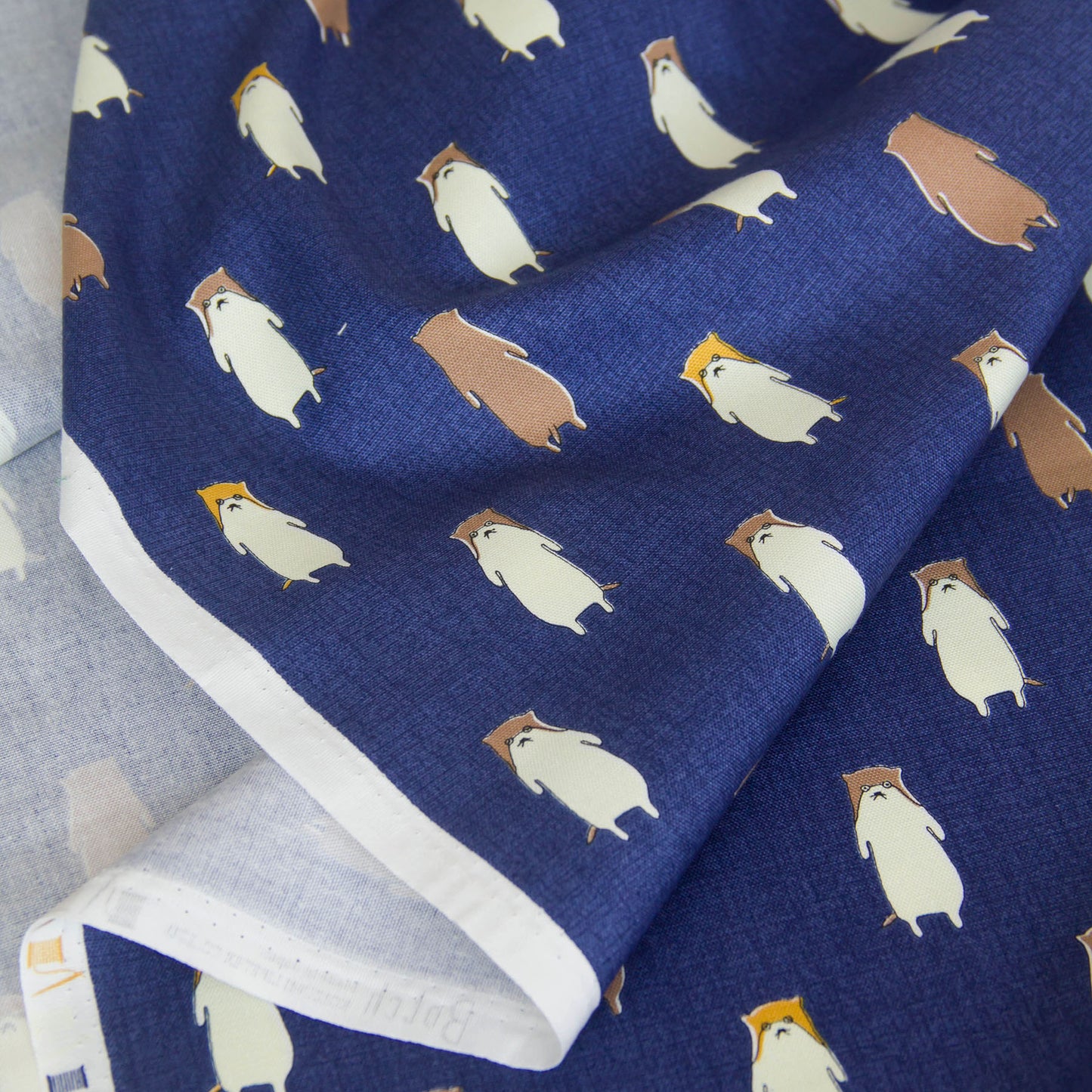Cute Otter Print Oxford Cotton Fabric Dark Blue by the Yard