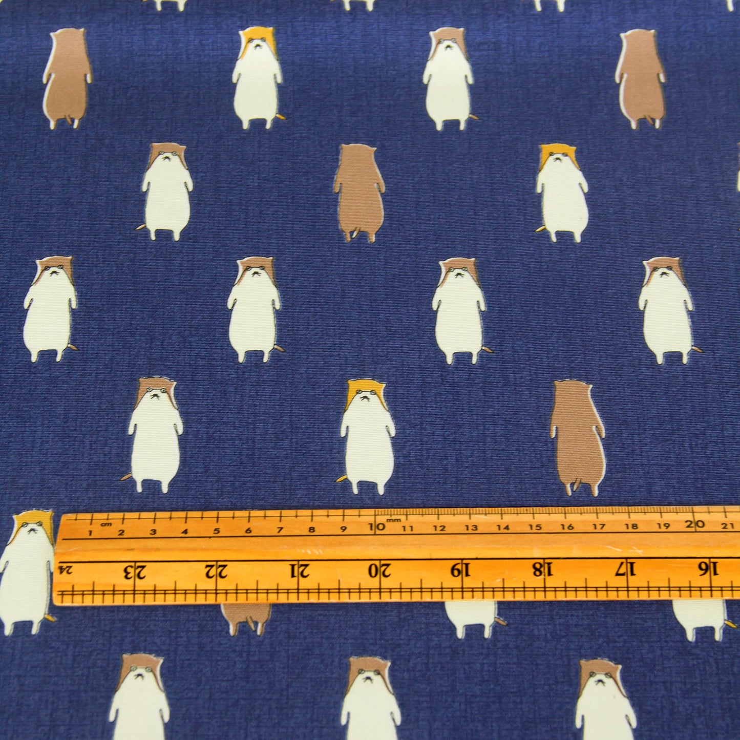 Cute Otter Print Oxford Cotton Fabric Dark Blue by the Yard