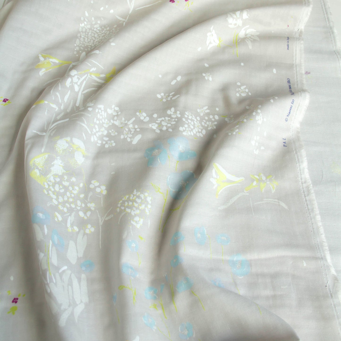 Nani Iro Double Gauze Cotton Fabric Peace Light Gray by the Yard