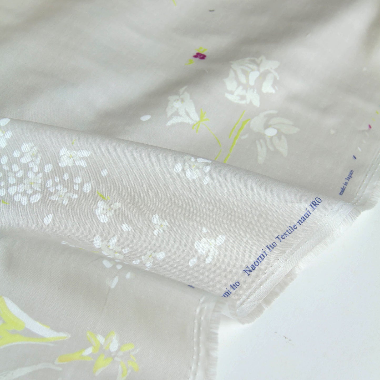 Nani Iro Double Gauze Cotton Fabric Peace Light Gray by the Yard