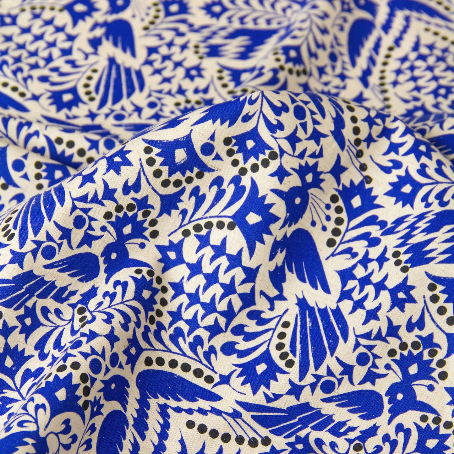 Lightweight Cotton Linen Fabric Bird Blue by the Yard