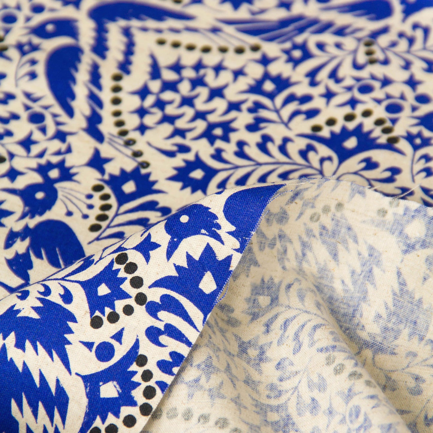Lightweight Cotton Linen Fabric Bird Blue by the Yard