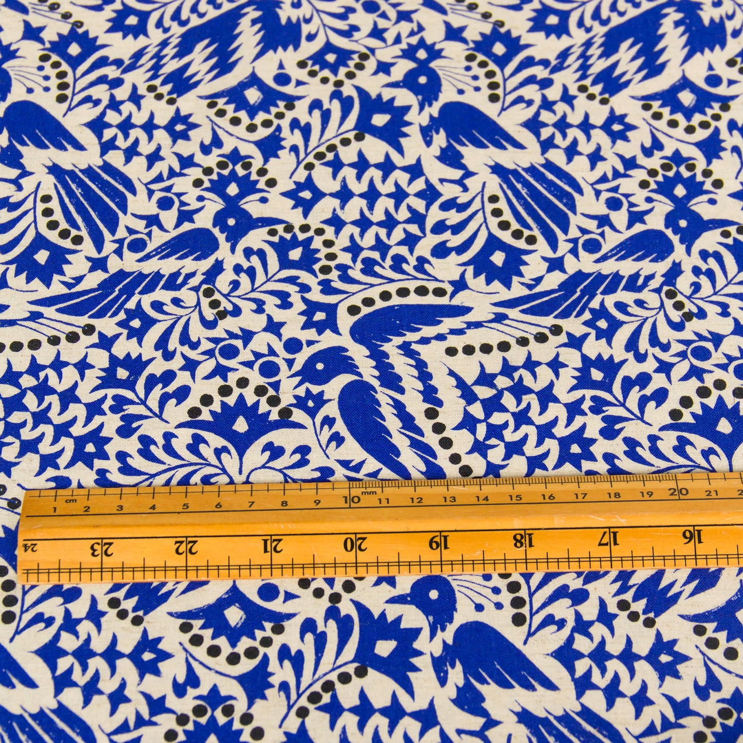 Lightweight Cotton Linen Fabric Bird Blue by the Yard