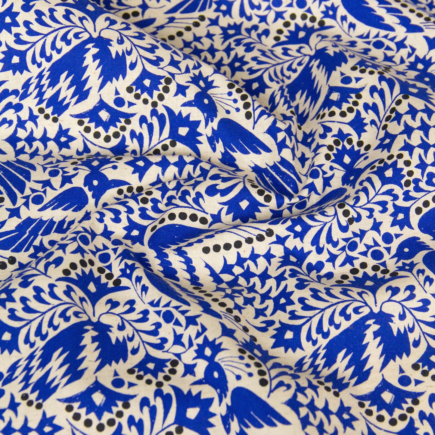 Lightweight Cotton Linen Fabric Bird Blue by the Yard