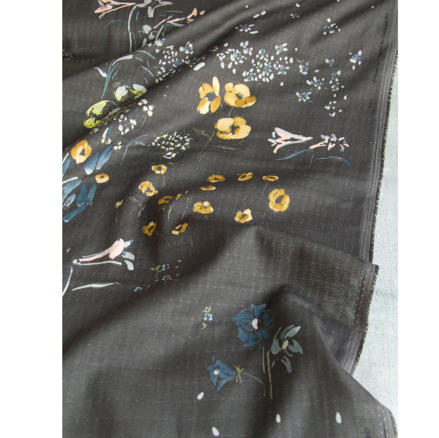 Nani Iro Double Gauze Cotton Fabric Peace Carbon Black by the Yard