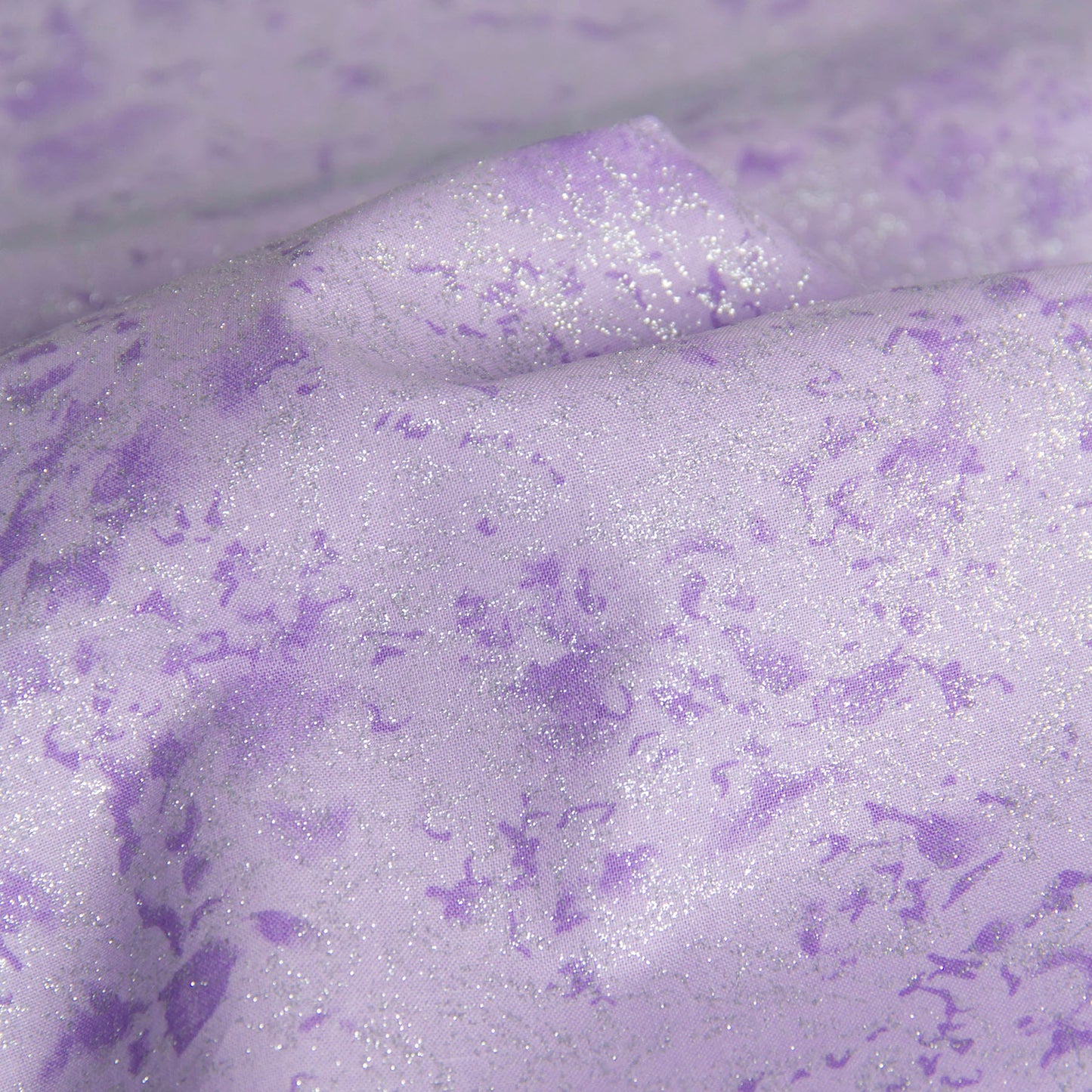 Cotton Fabric with Silver Glitter Purple by the Yard