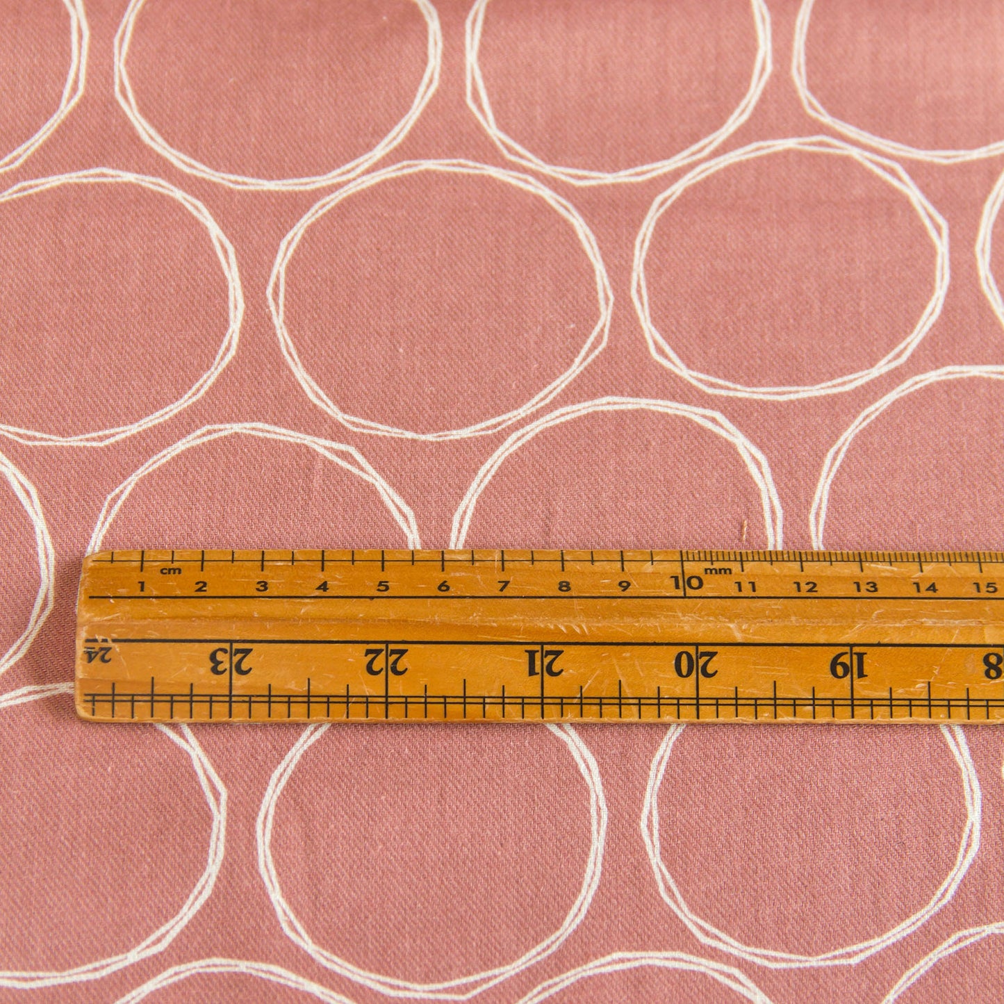 Soft Cotton Linen Fabric Hand-Drawn Circles Dusty Rose by the Yard