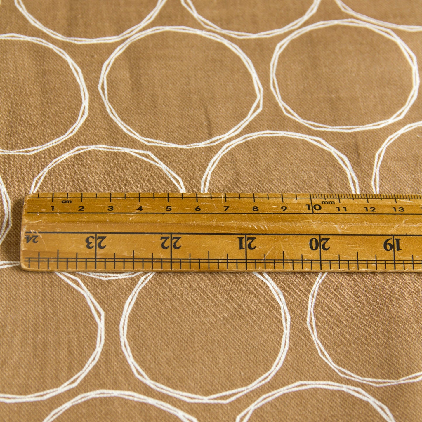 Soft Cotton Linen Fabric Hand-Drawn Circles Brown by the Yard