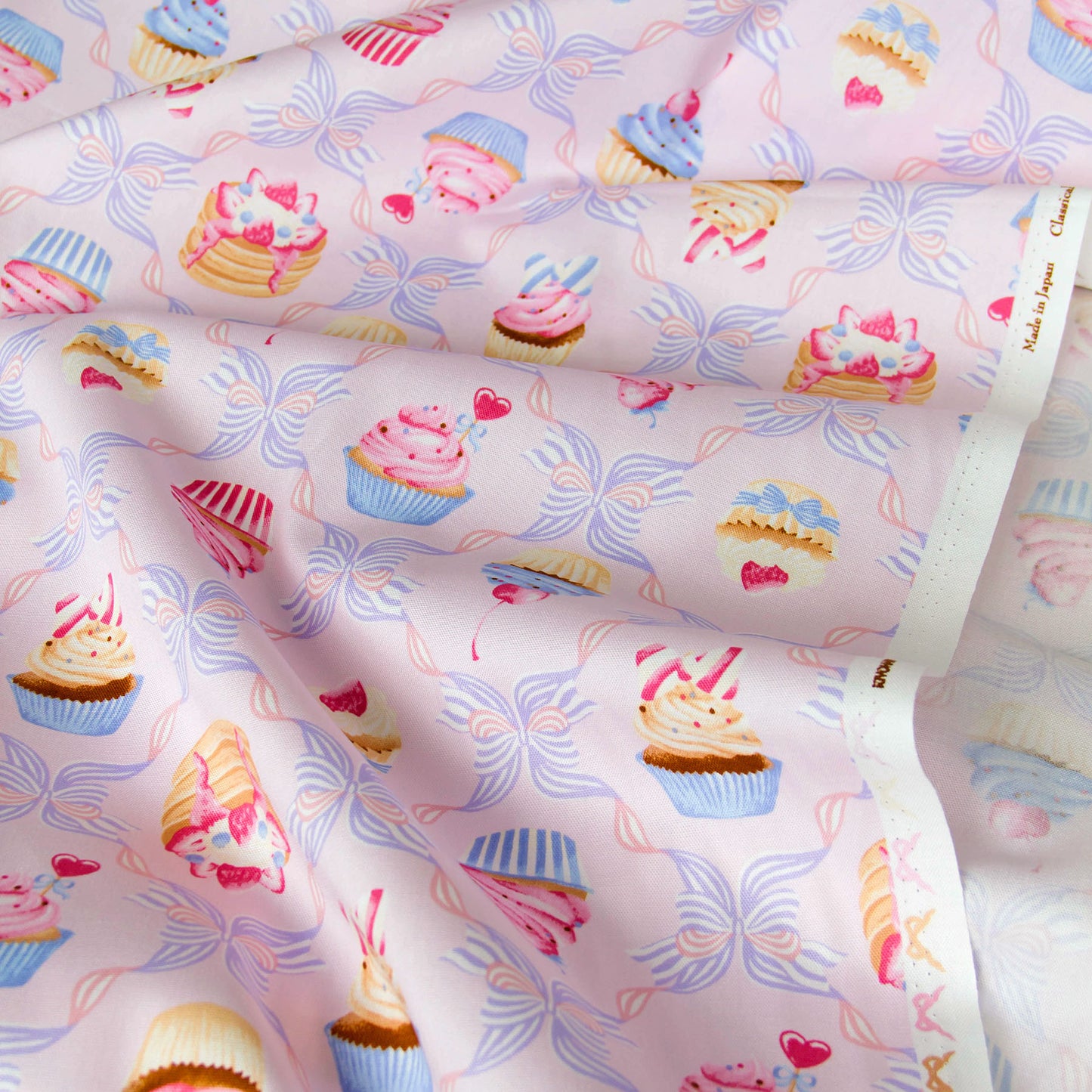 Oxford Cotton Fabric Cupcake Bow Pink by the Yard