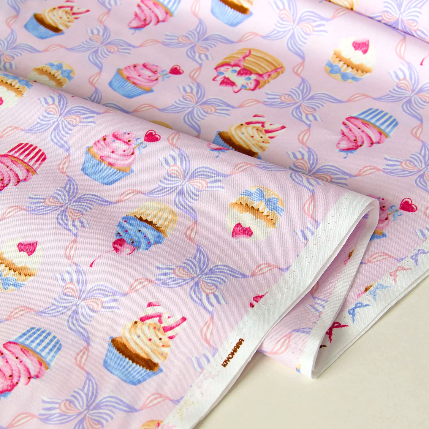 Oxford Cotton Fabric Cupcake Bow Pink by the Yard