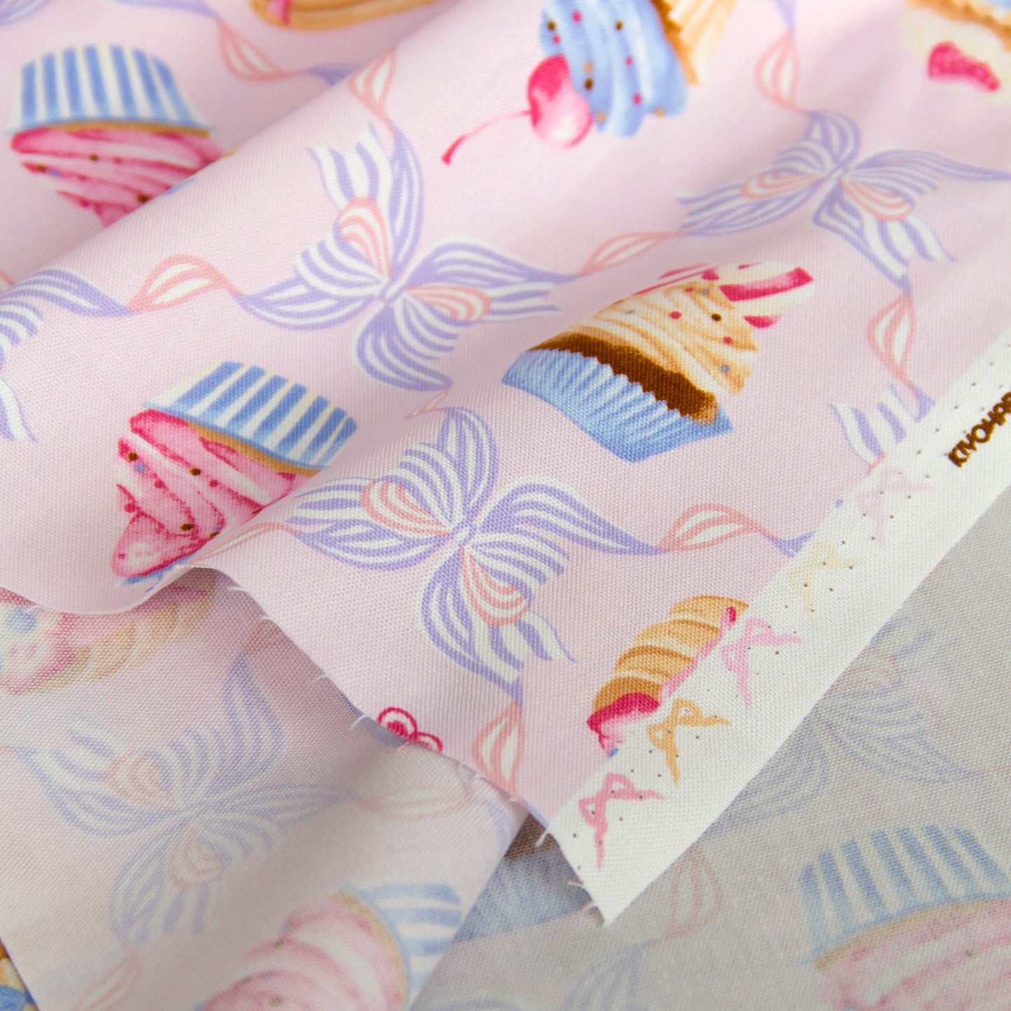Oxford Cotton Fabric Cupcake Bow Pink by the Yard