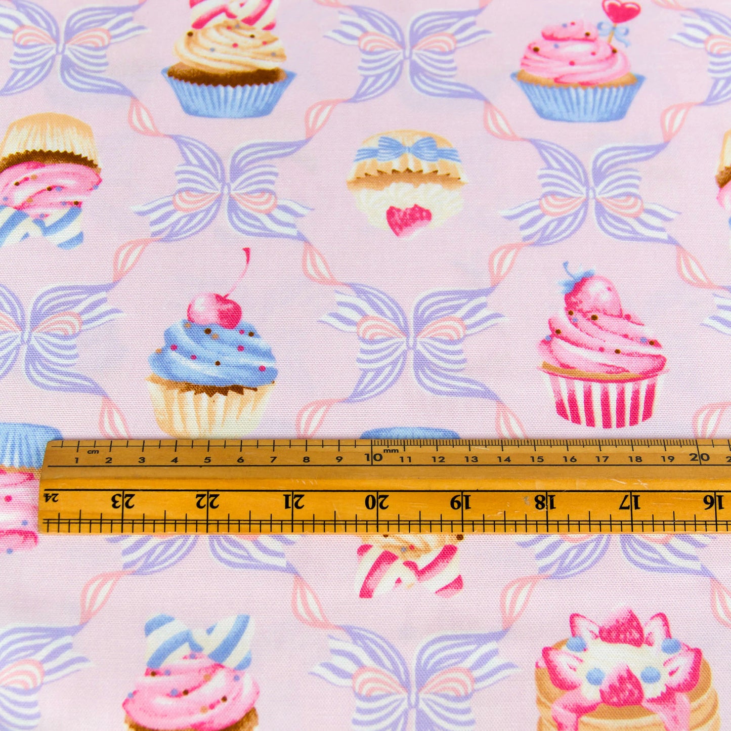 Oxford Cotton Fabric Cupcake Bow Pink by the Yard