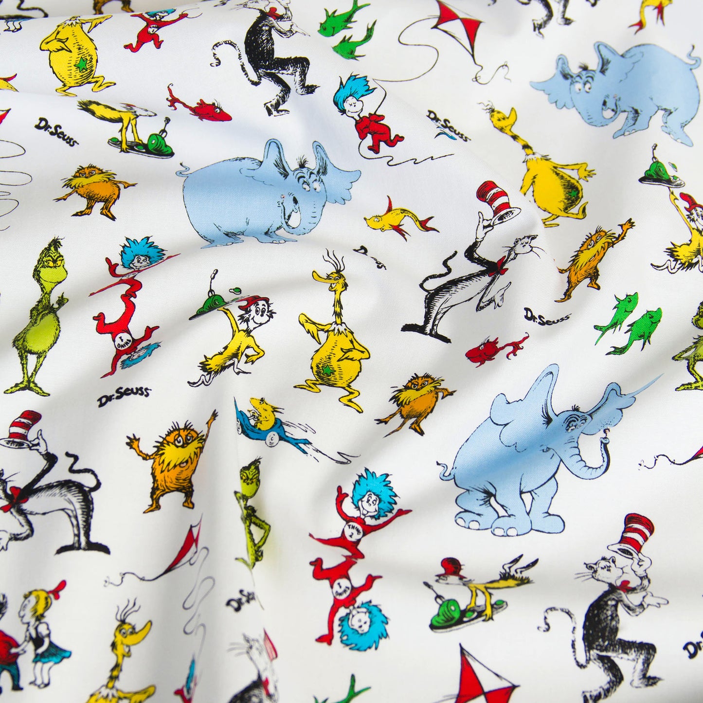 Cartoon Print Cotton Fabric White by the Yard