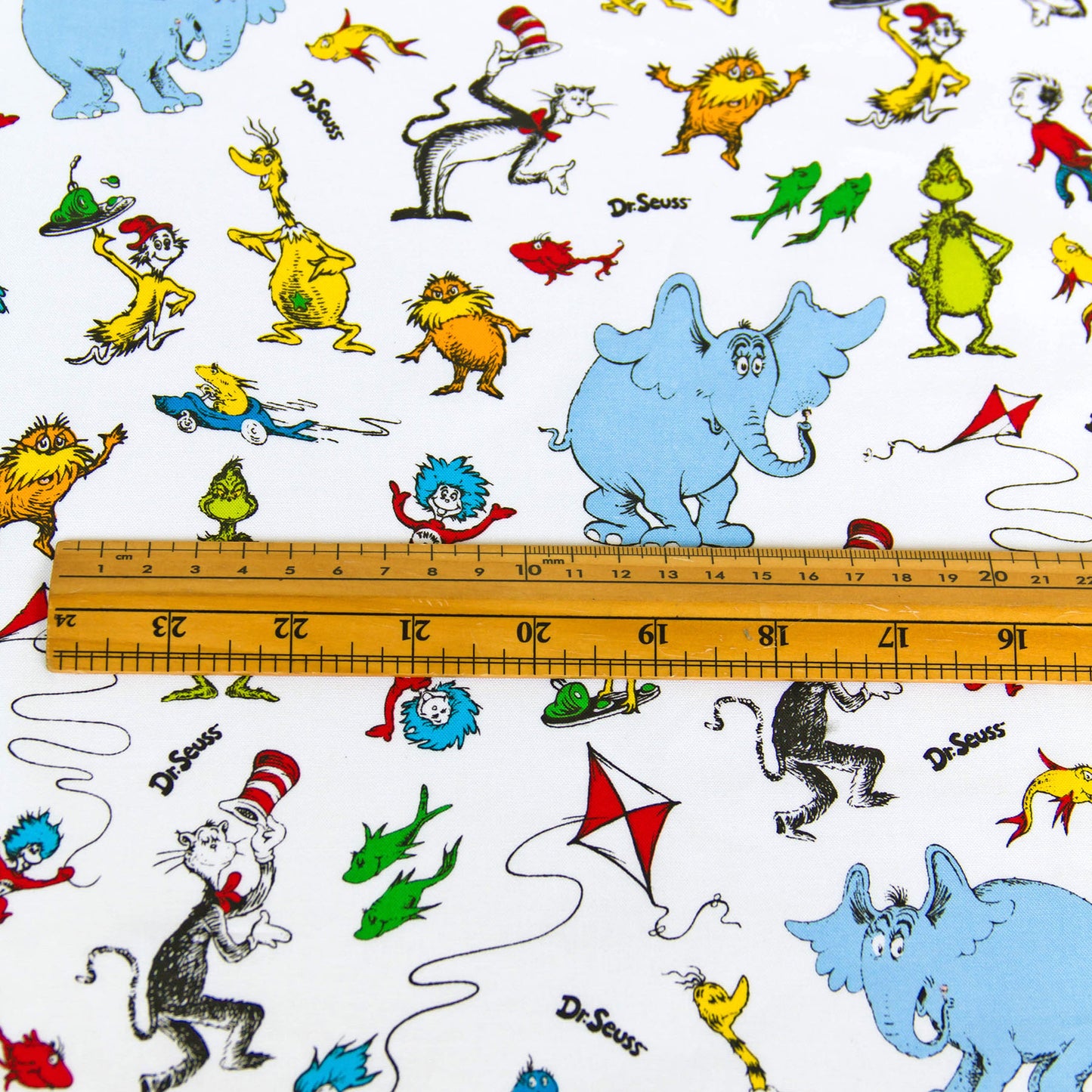 Cartoon Print Cotton Fabric White by the Yard