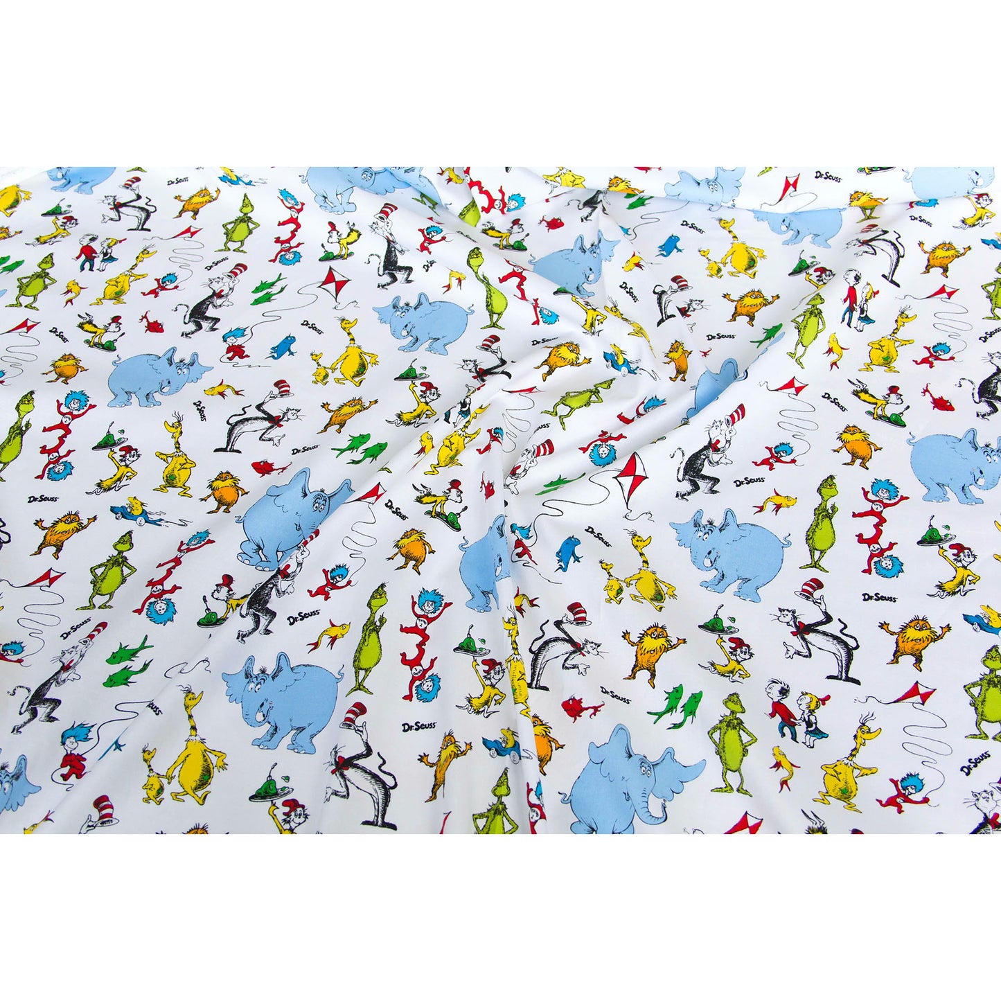 Cartoon Print Cotton Fabric White by the Yard