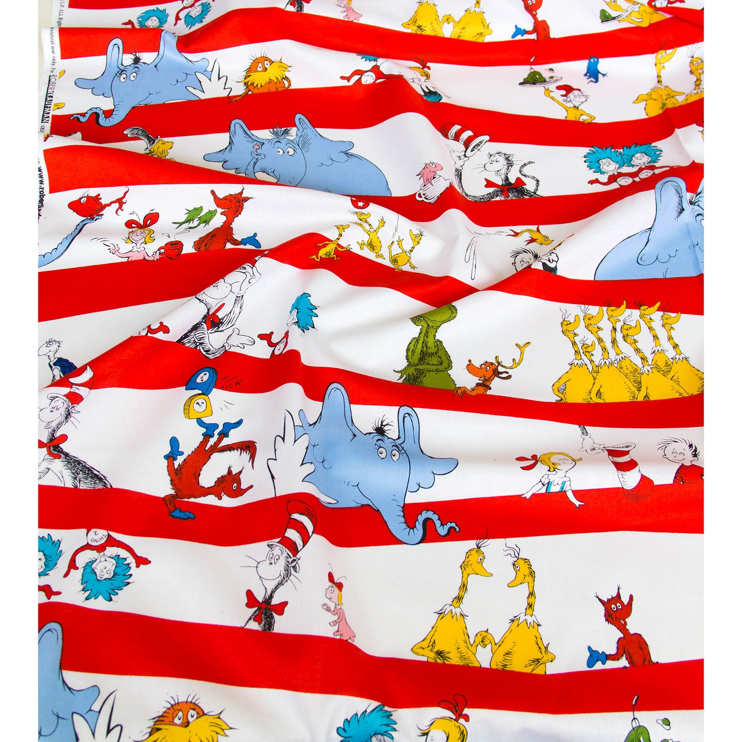 Cartoon Print Cotton Fabric Red by the Yard
