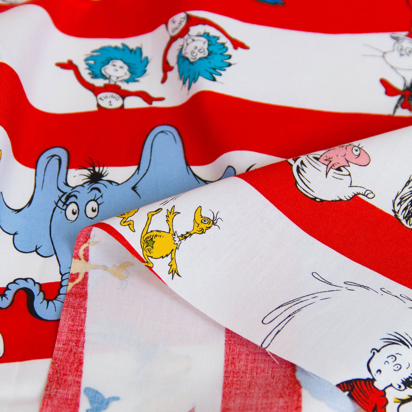 Cartoon Print Cotton Fabric Red by the Yard