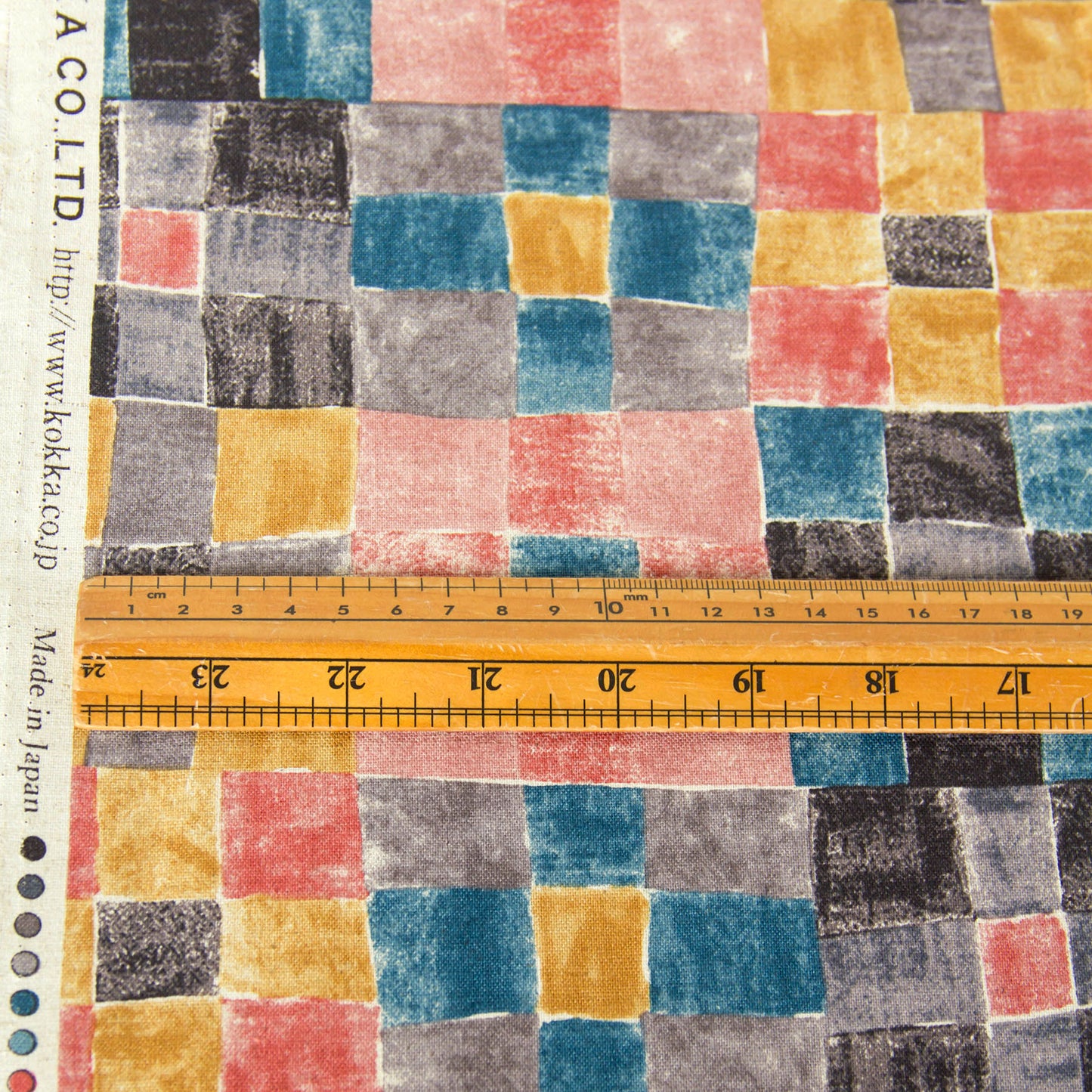 Vintage Style Cotton Linen Blend Canvas Fabric Checks pattern Multicolour by the Yard