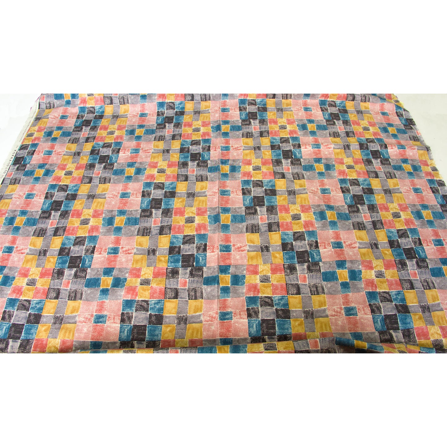 Vintage Style Cotton Linen Blend Canvas Fabric Checks pattern Multicolour by the Yard