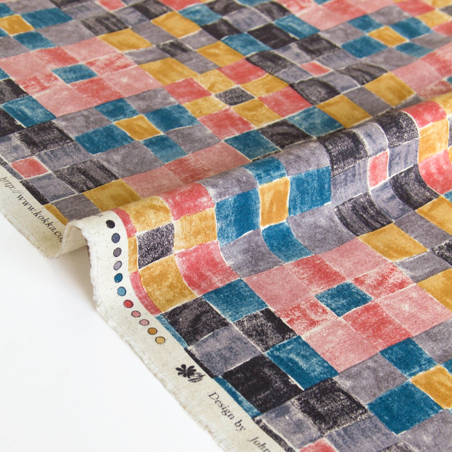 Vintage Style Cotton Linen Blend Canvas Fabric Checks pattern Multicolour by the Yard