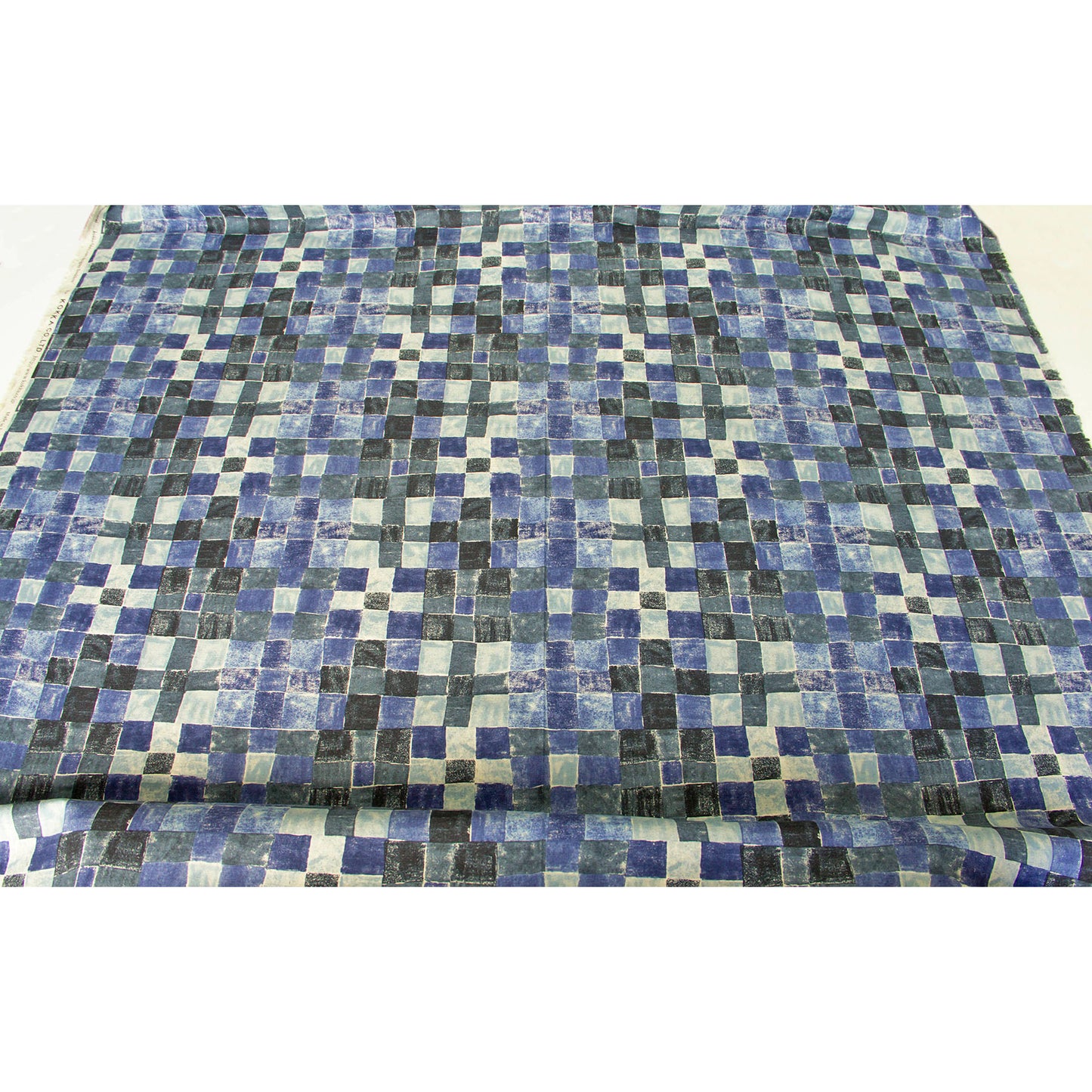 Vintage Style Cotton Linen Blend Canvas Fabric Checks pattern Dusty Blue by the Yard