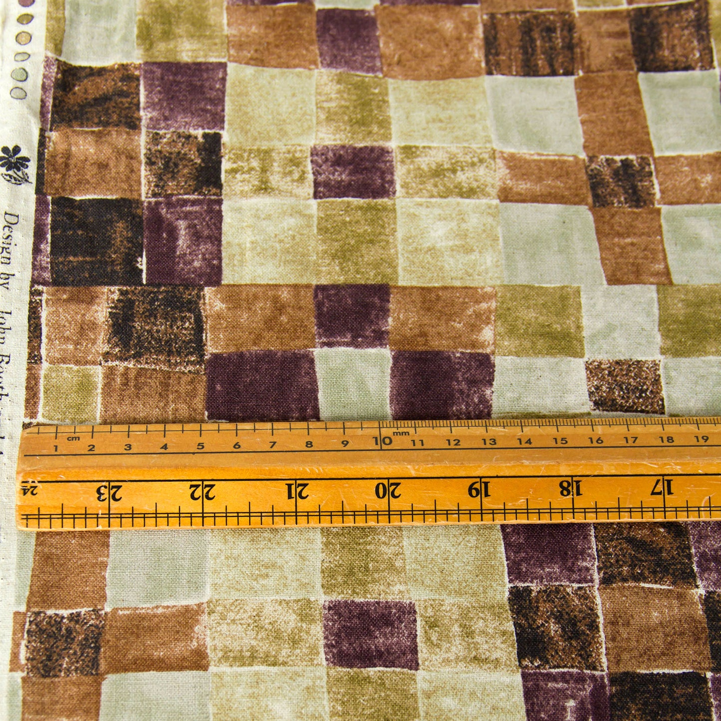 Vintage Style Cotton Linen Blend Canvas Fabric Checks pattern Brown by the Yard