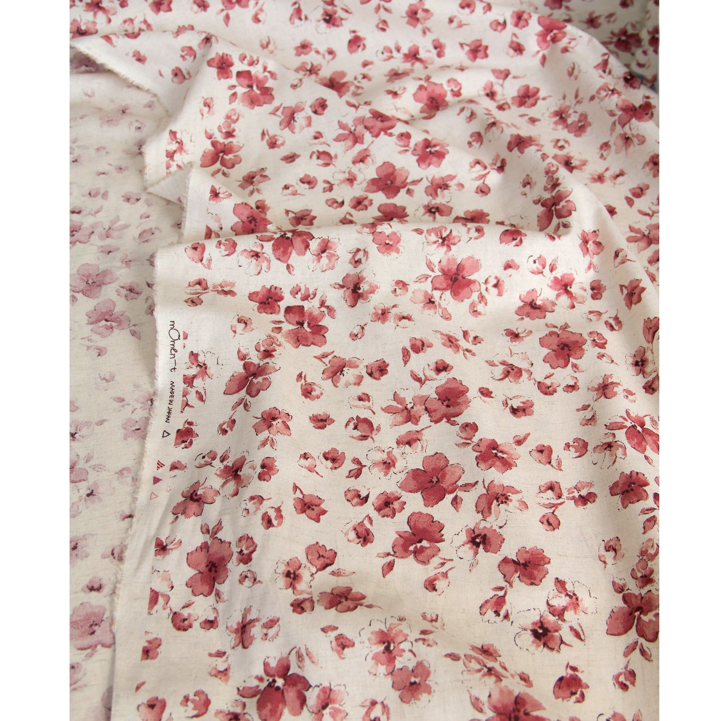 Lightweight Cotton Linen Fabric Watercolor Floral Natural by the Yard