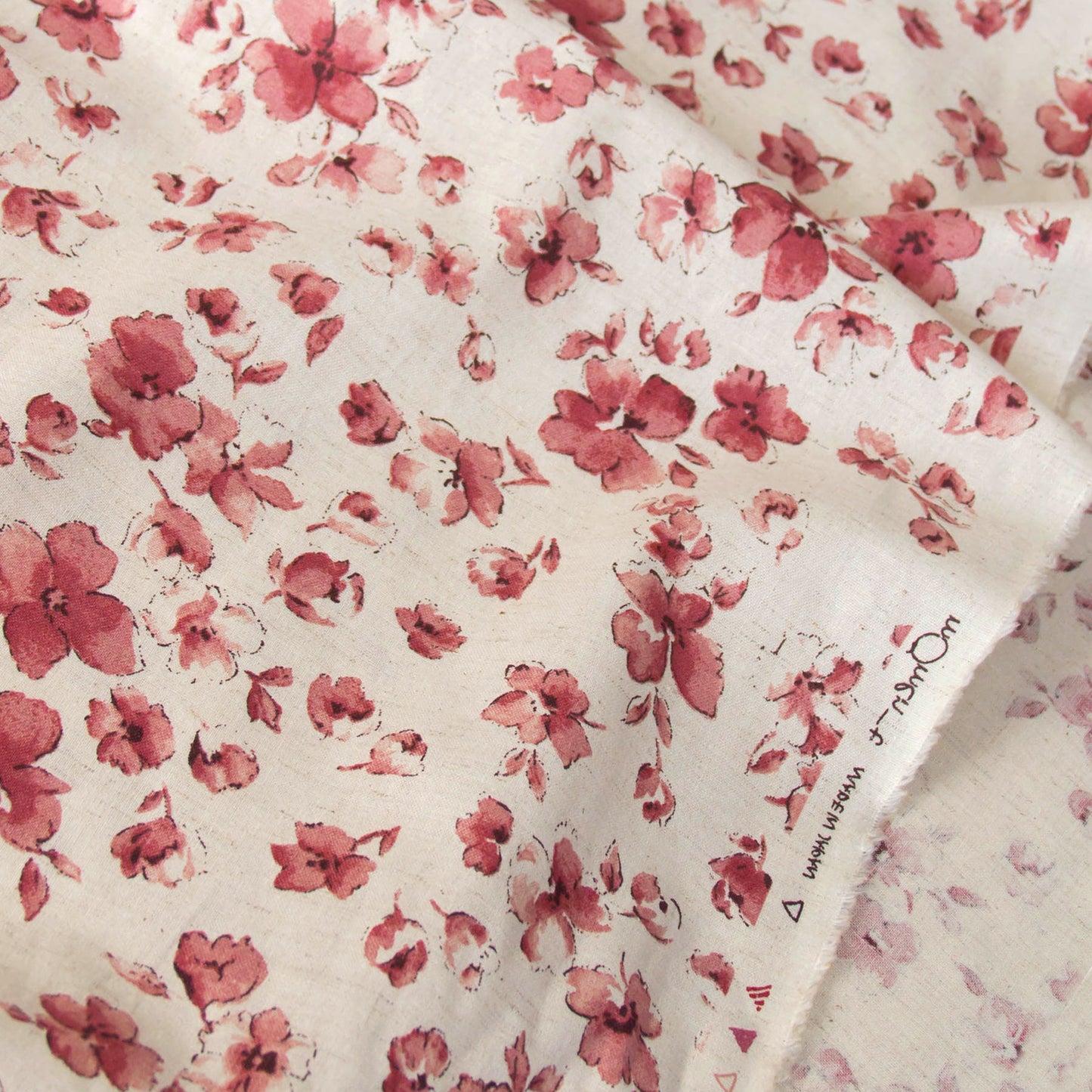 Lightweight Cotton Linen Fabric Watercolor Floral Natural by the Yard