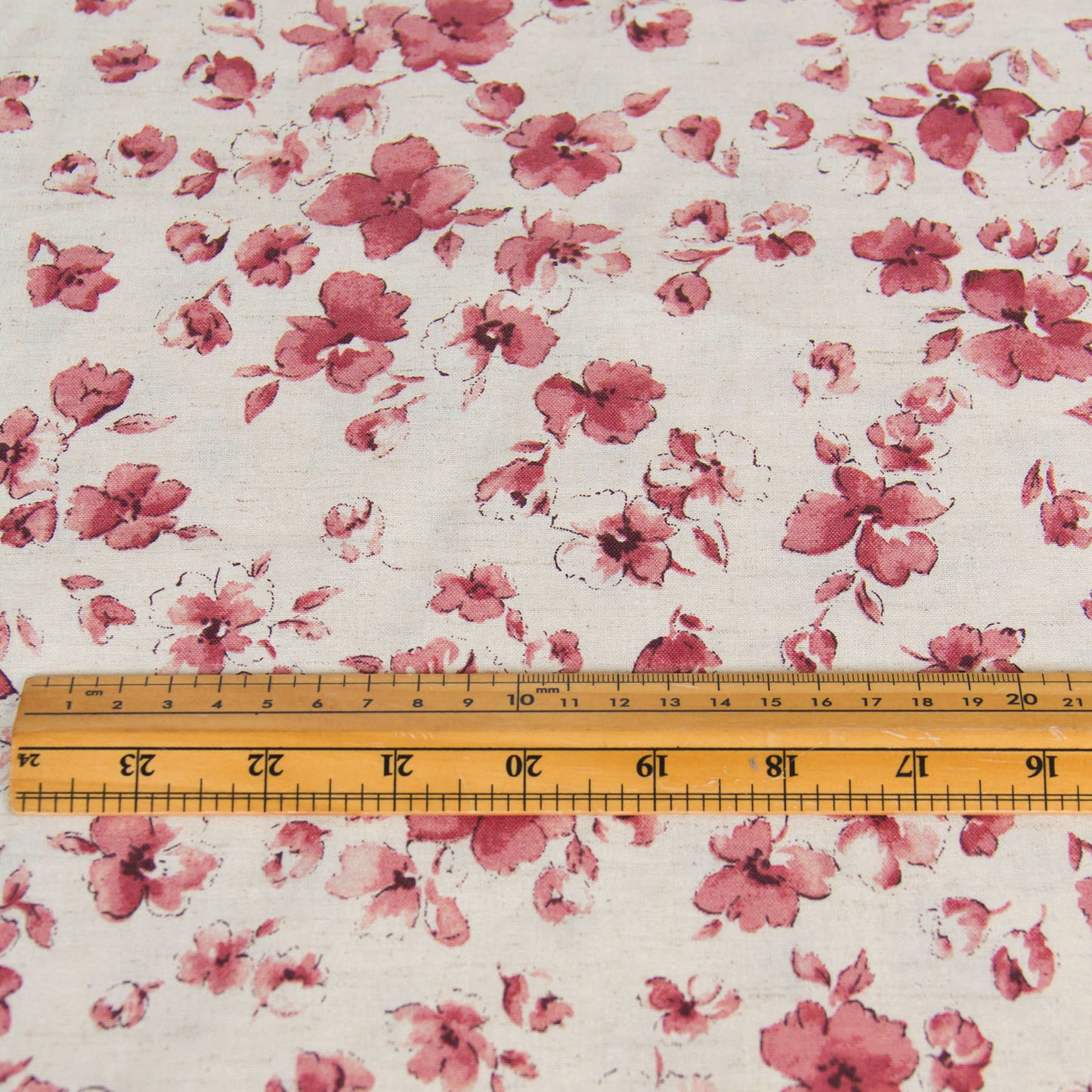 Lightweight Cotton Linen Fabric Watercolor Floral Natural by the Yard