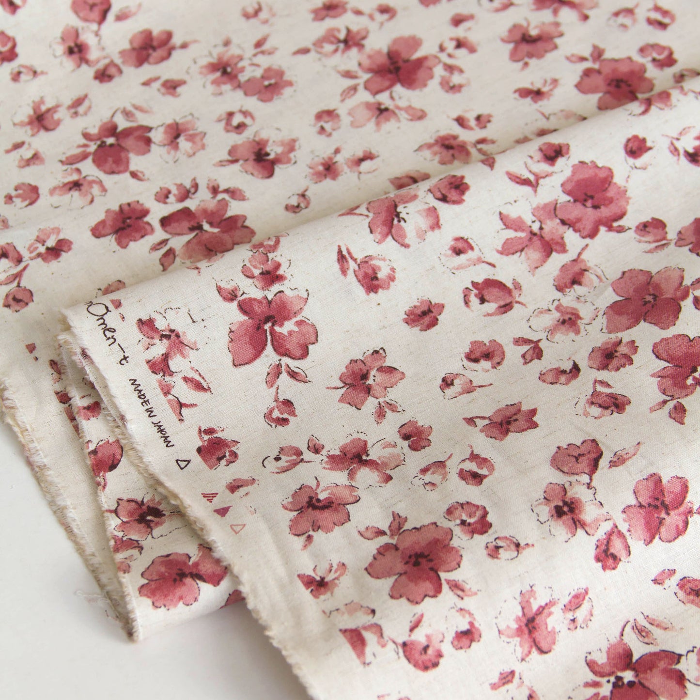 Lightweight Cotton Linen Fabric Watercolor Floral Natural by the Yard