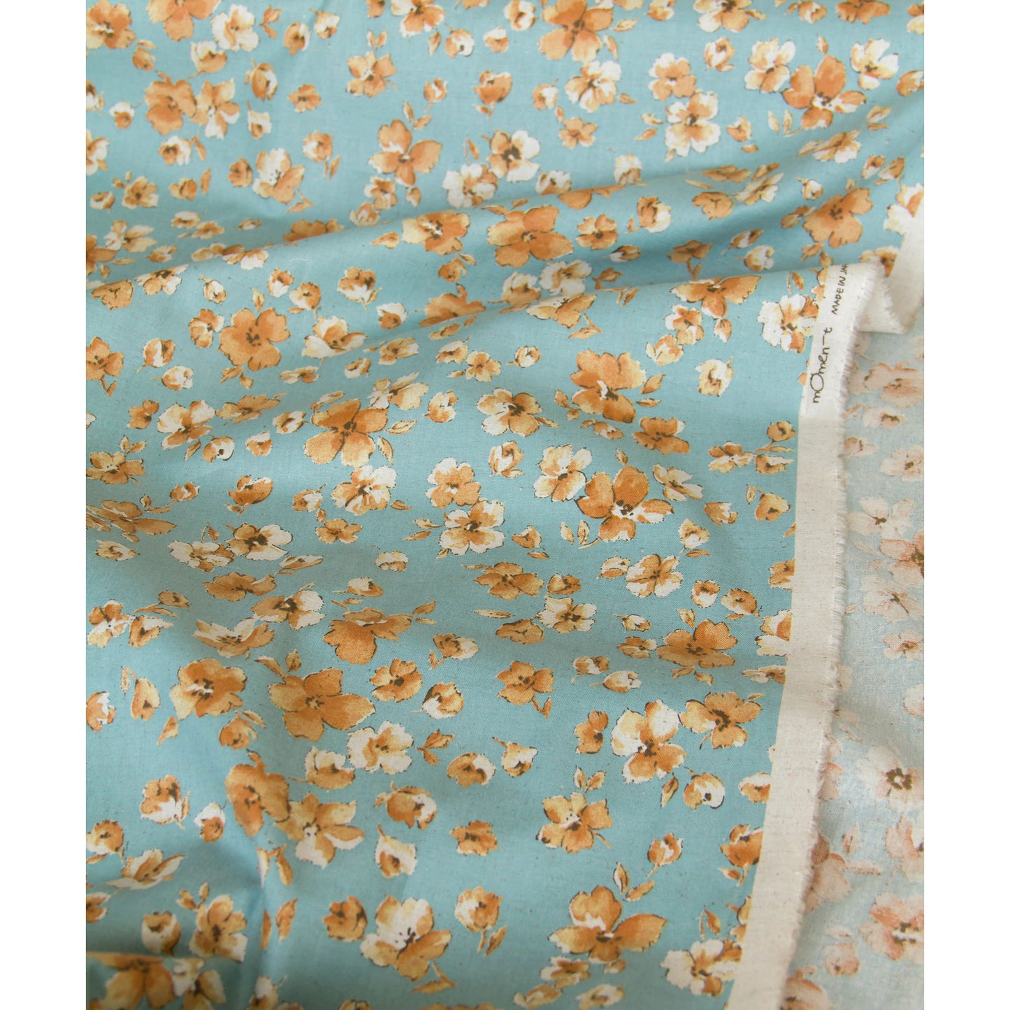 Lightweight Cotton Linen Fabric Watercolor Floral Aqua by the Yard