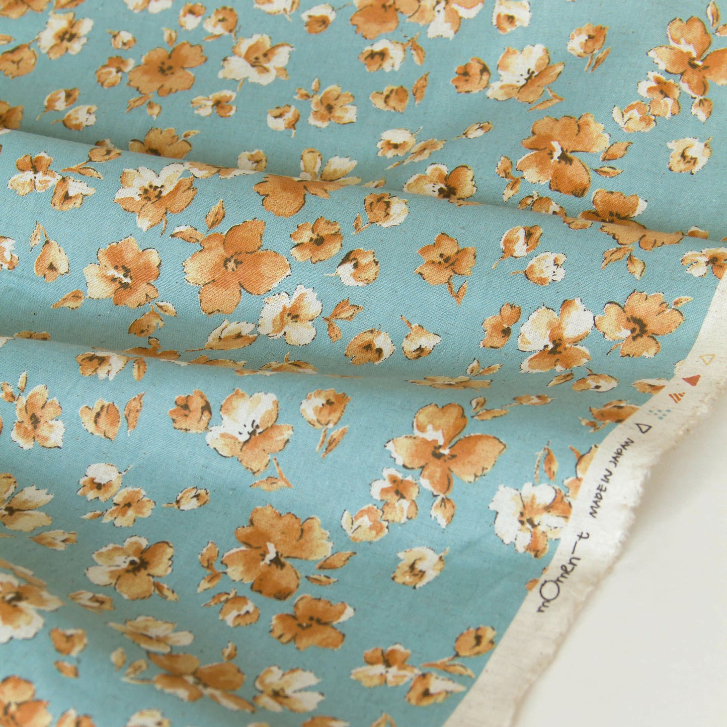 Lightweight Cotton Linen Fabric Watercolor Floral Aqua by the Yard