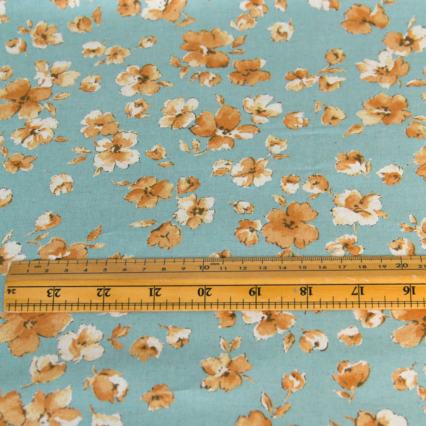 Lightweight Cotton Linen Fabric Watercolor Floral Aqua by the Yard