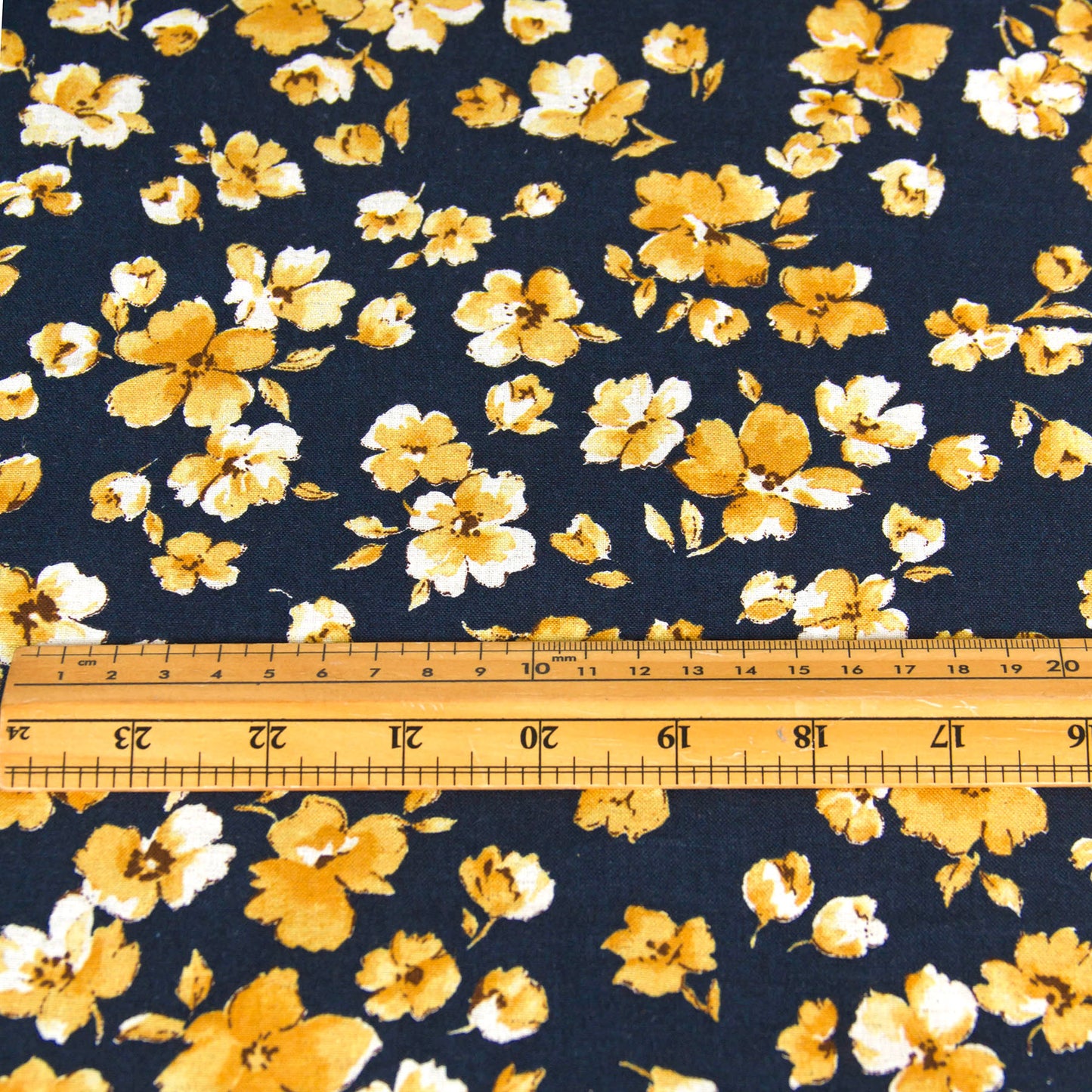 Lightweight Cotton Linen Fabric Watercolor Floral Navy by the Yard