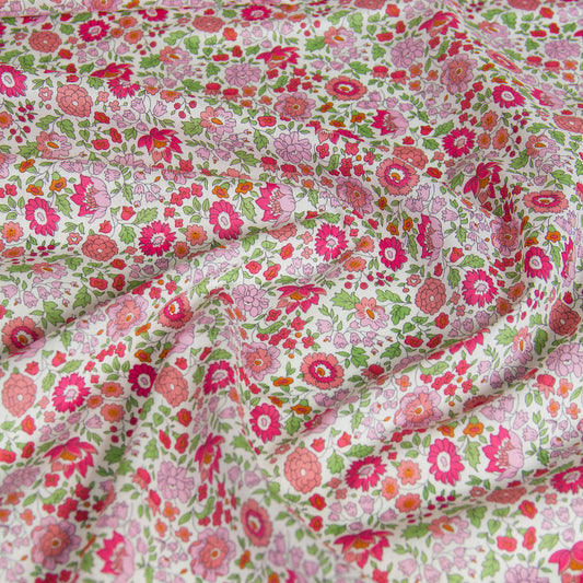 Tissu léger en coton lawn, motif Kokka Flower, noir, vendu au mètre