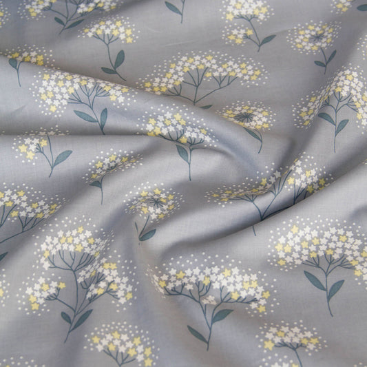 Tissu léger en coton lawn, motif Kokka Flower, noir, vendu au mètre