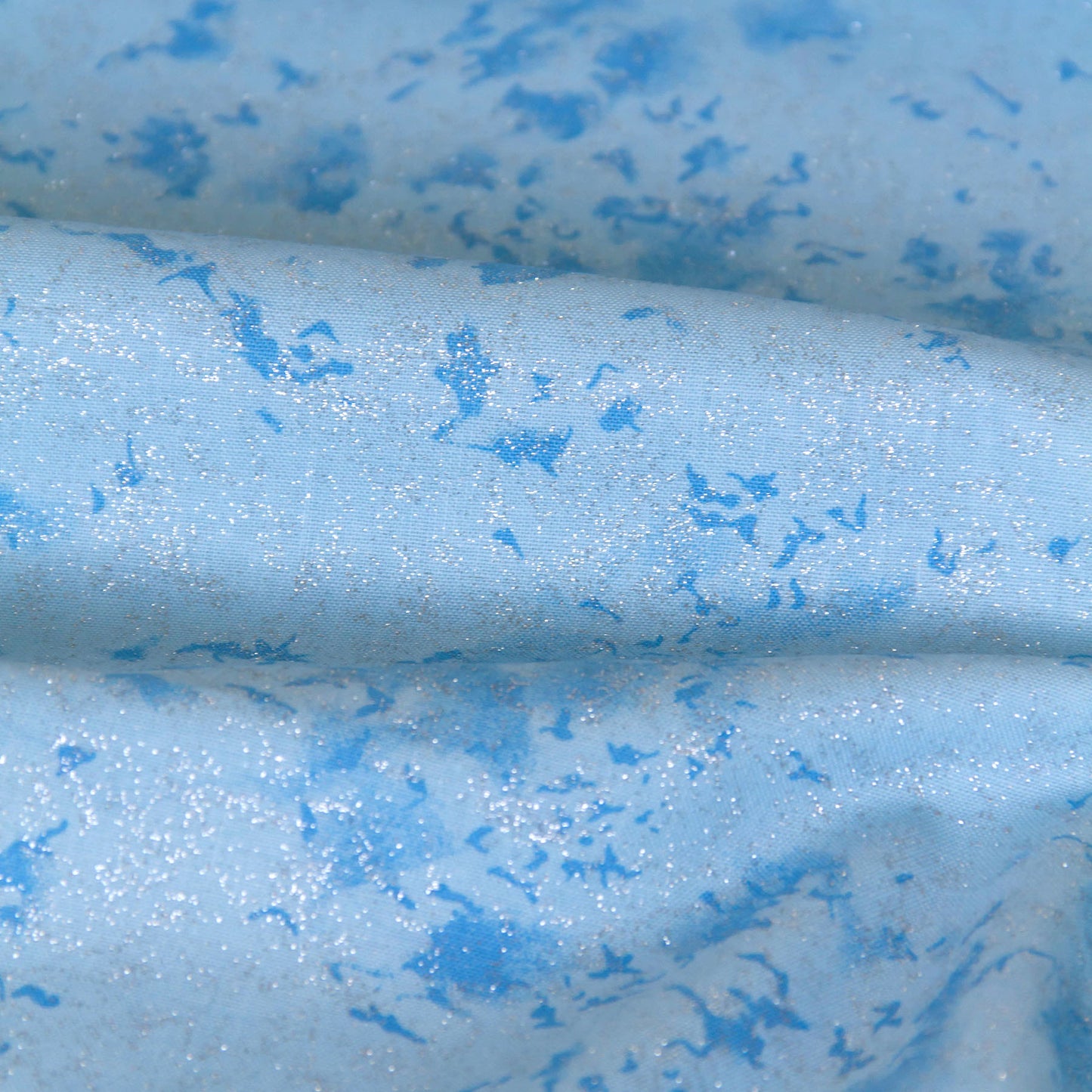 Cotton Fabric with Silver Glitter Light Blue by the Yard