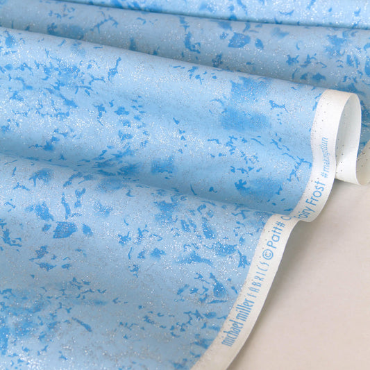 Cotton Fabric with Silver Glitter Light Blue by the Yard
