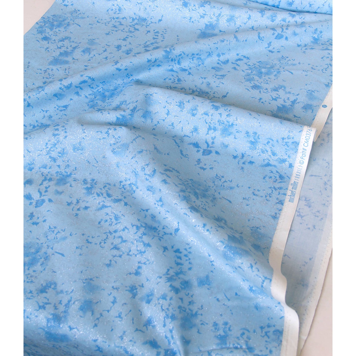 Cotton Fabric with Silver Glitter Light Blue by the Yard